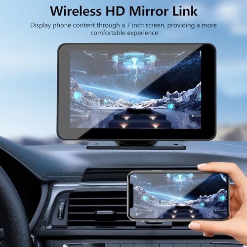 Carplay Screen for Car, 7” Wireless CarPlay & Android Auto- Upgrade Portable