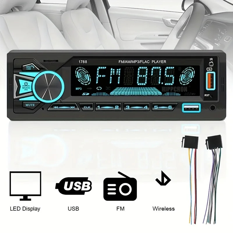 Car Stereo Single 1 DIN Radio Mp3 Player Bluetooth FM AUX IN USB TF SD Head Unit