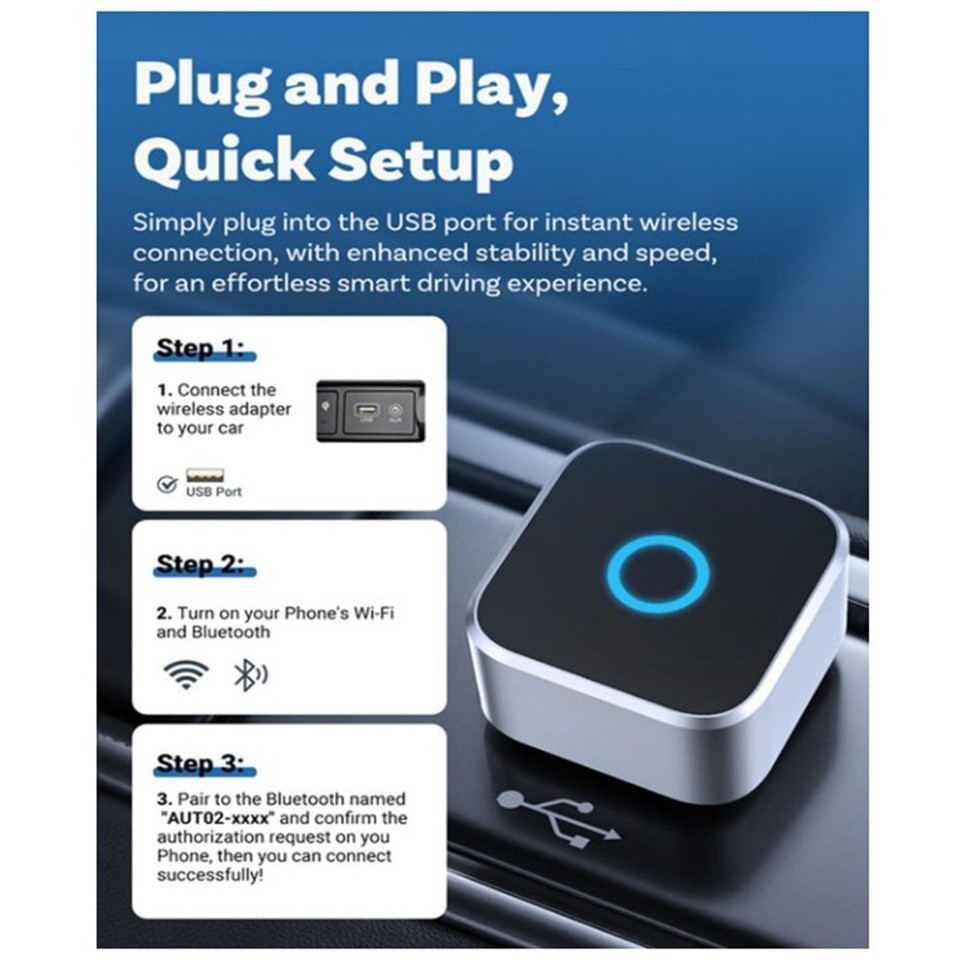 Auto Mini Wireless CarPlay Adapter CarPlay Dongle For OEM Wired CarPlay Cars