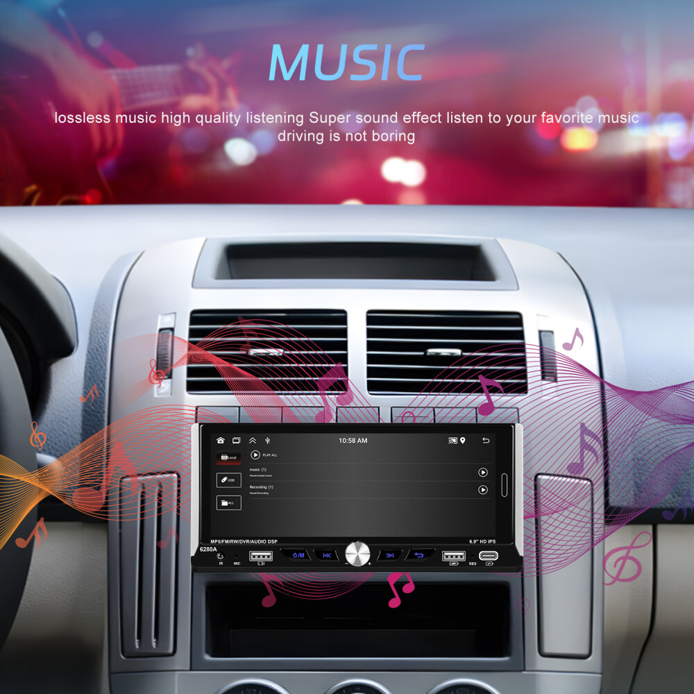 2+64GB 6.9″ Single 1 Din Android 15 Carplay BT GPS Touch Screen Car Stereo Radio