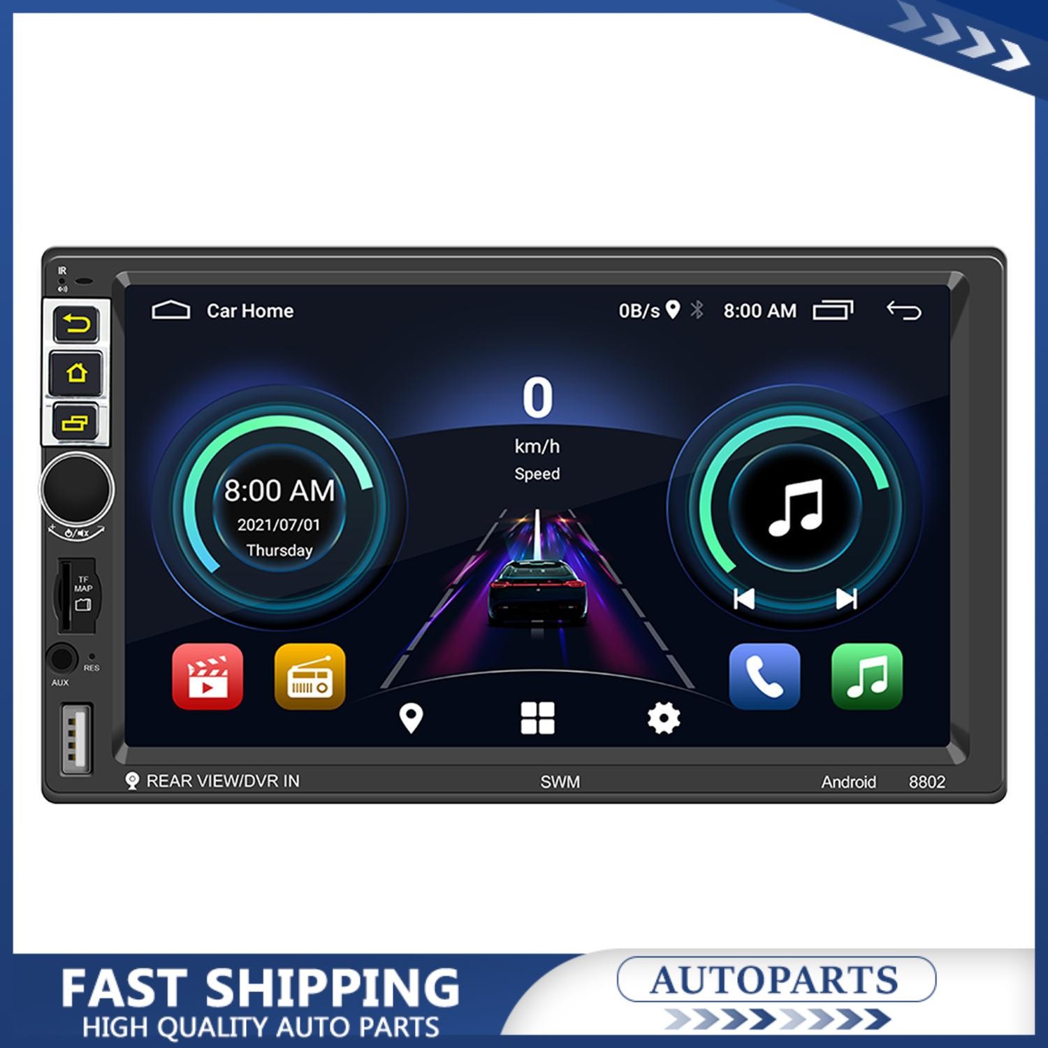 Car Radio 7 inch Android 10.1 Bluetooth WIFI Steering Wheel w/ S-8802C 2-Din