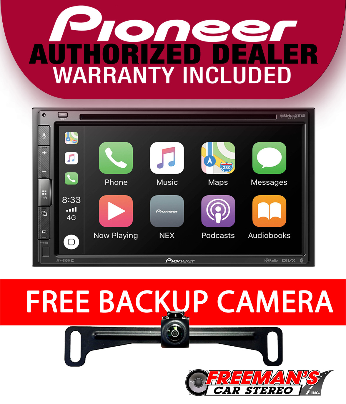 Pioneer AVH-2550NEX + LPCAM2PROHD Backup Camera Bundle
