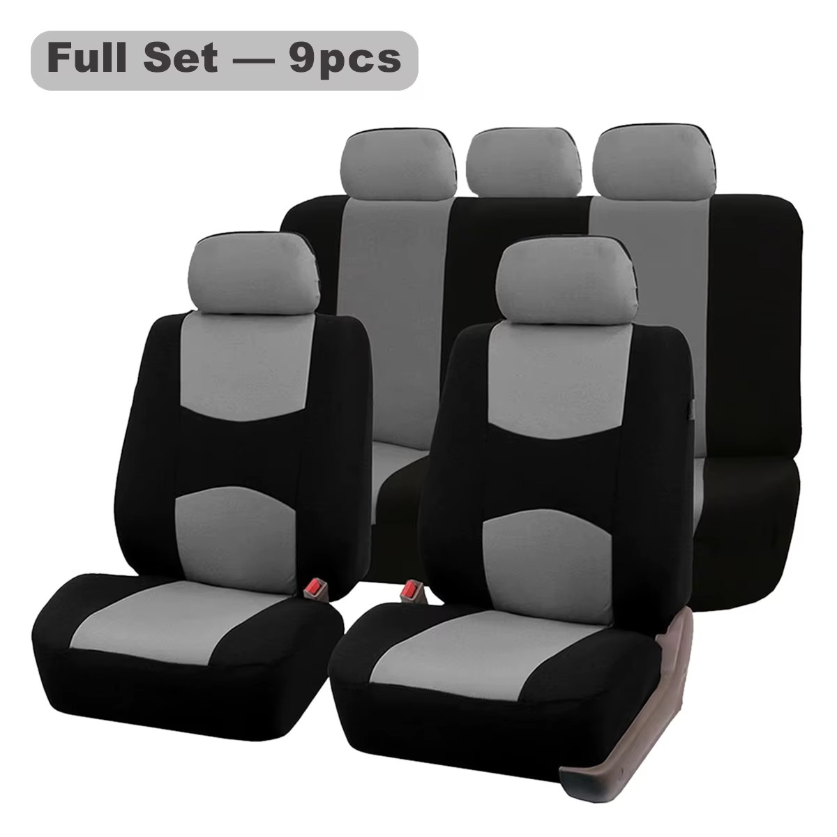 Four Seasons Fashion Universal 9 Pcs Car Seat Cover Polyester Fabric Car Seat Co