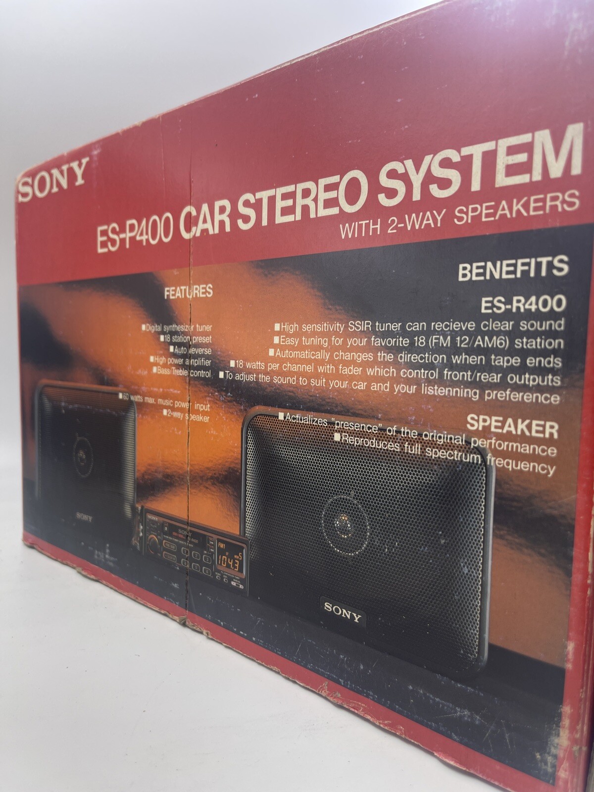 RARE Vintage SONY ES-P400 CAR STEREO CASSETTE , Radio & Speaker System NEW