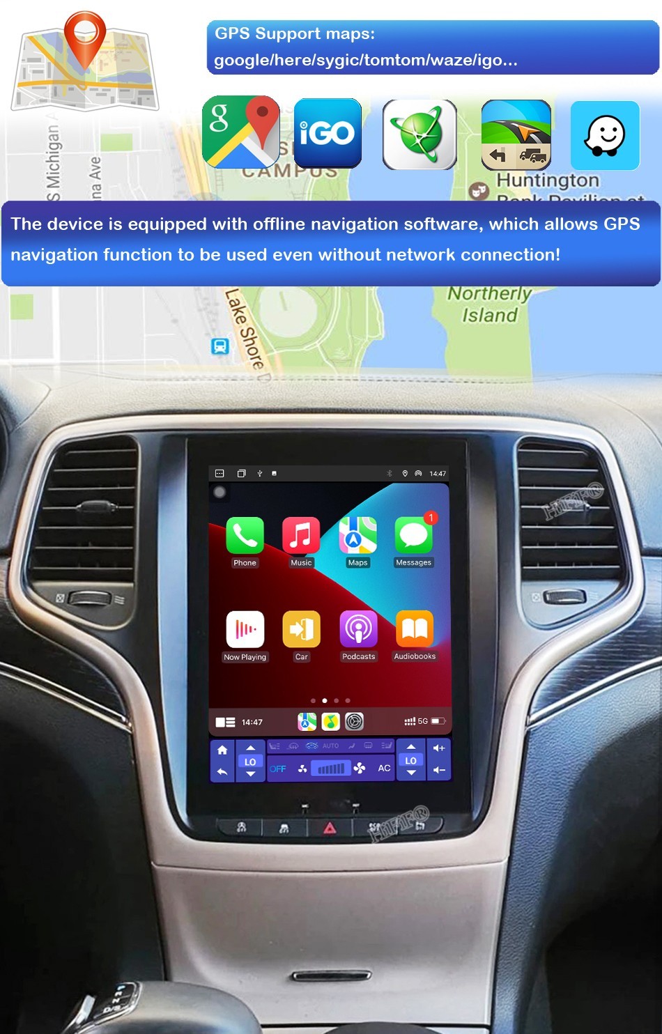 For Jeep Grand Cherokee 2014-2022 Android 14 Car Radio Stereo Carplay GPS AUTO