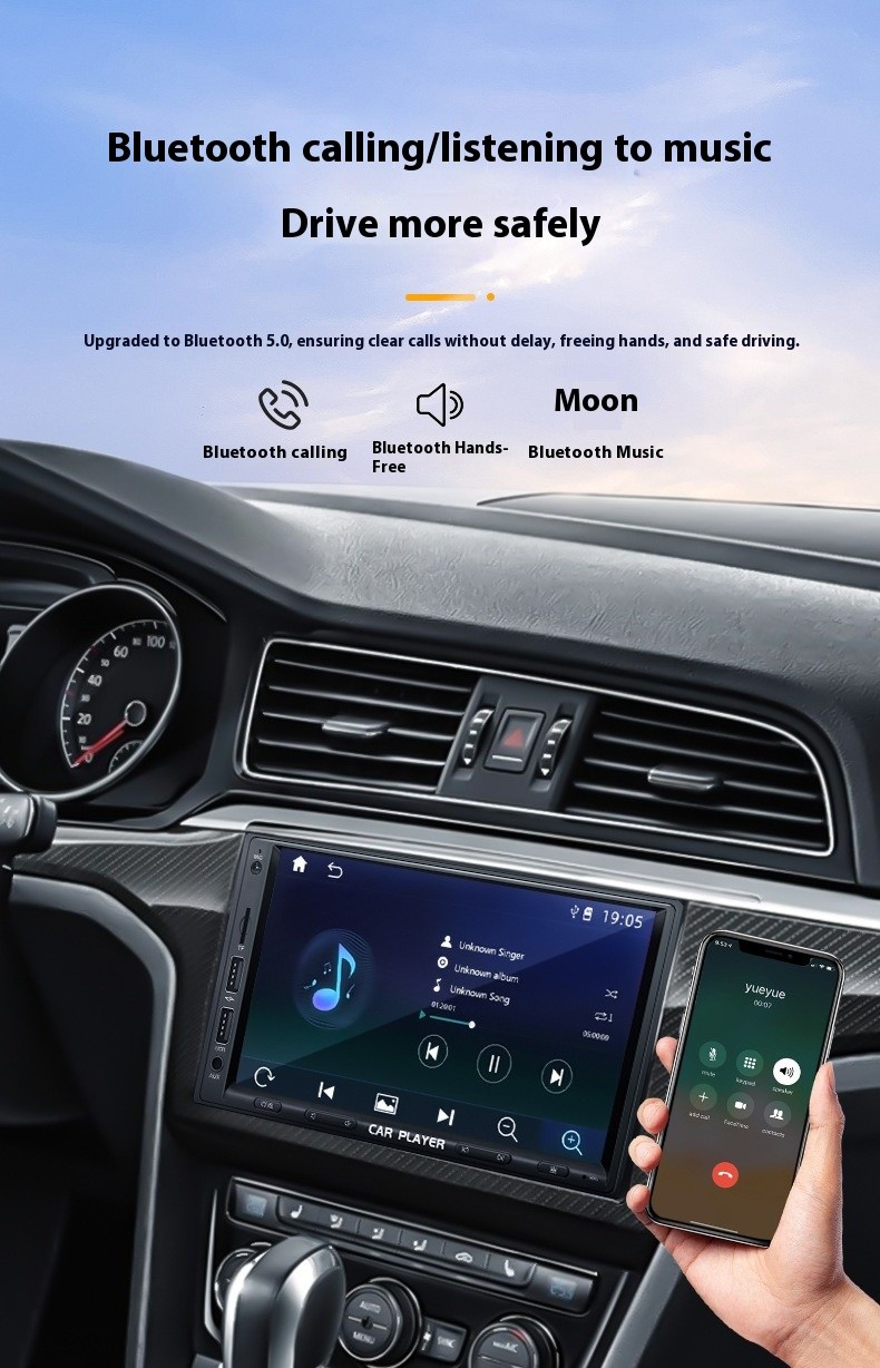 Factory Private Mold 7 Inch Double Spindle Machine Wireless Carplay Screen Car