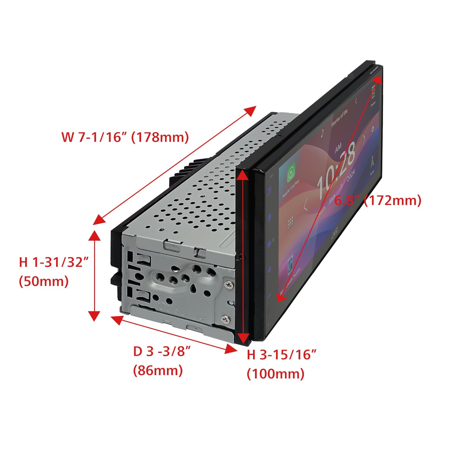 JVC KW-M590BT 2 DIN 6.8″ Media Player USB Mirroring Android iPhone Bluetooth