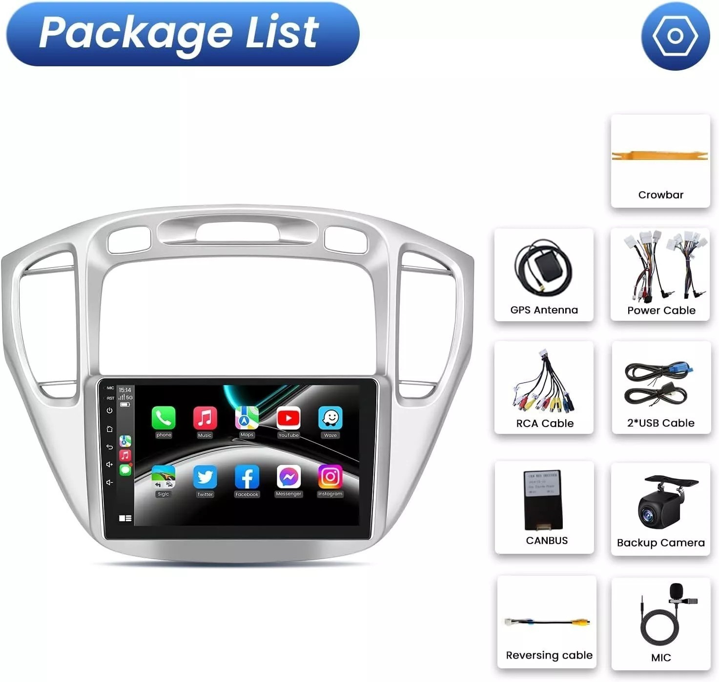 Car Radio Stereo Carplay For 2001-2007 Toyota Highlander 4+64G 9in Car CarPlay