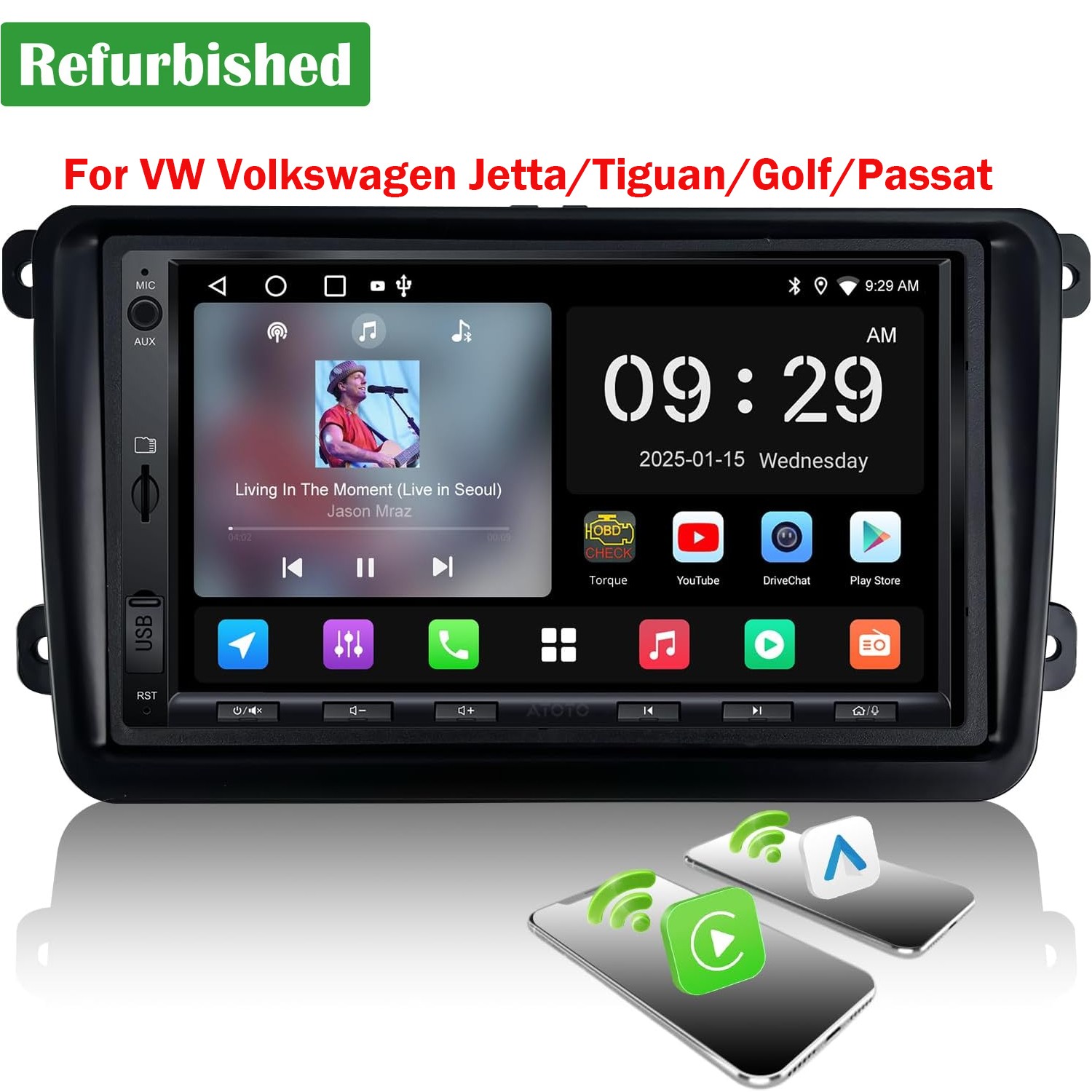 ATOTO 2Din 7in Car Stereo For VW Volkswagen Jetta Tiguan Golf Passat 24B-EQ FM