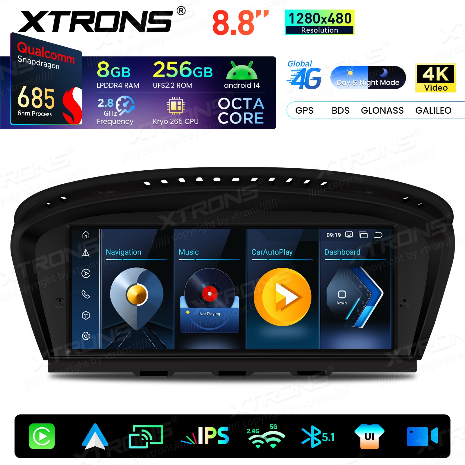 Android 14 8.8″ For BMW 3 5er E90 E60 CIC CarPlay Car Screen Upgrade GPS 8+256G