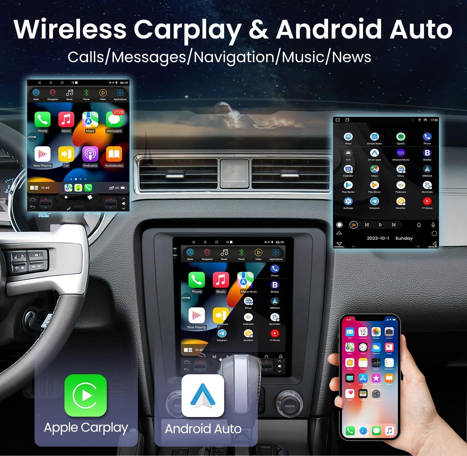 Apple Carplay For Ford Mustang 2010-2014 Android 13 Car Radio Stereo GPS 4G+64G