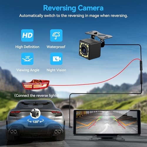 Portable Carplay Screen for Car, 10.26″ Wireless Carplay & Android 10.26inch