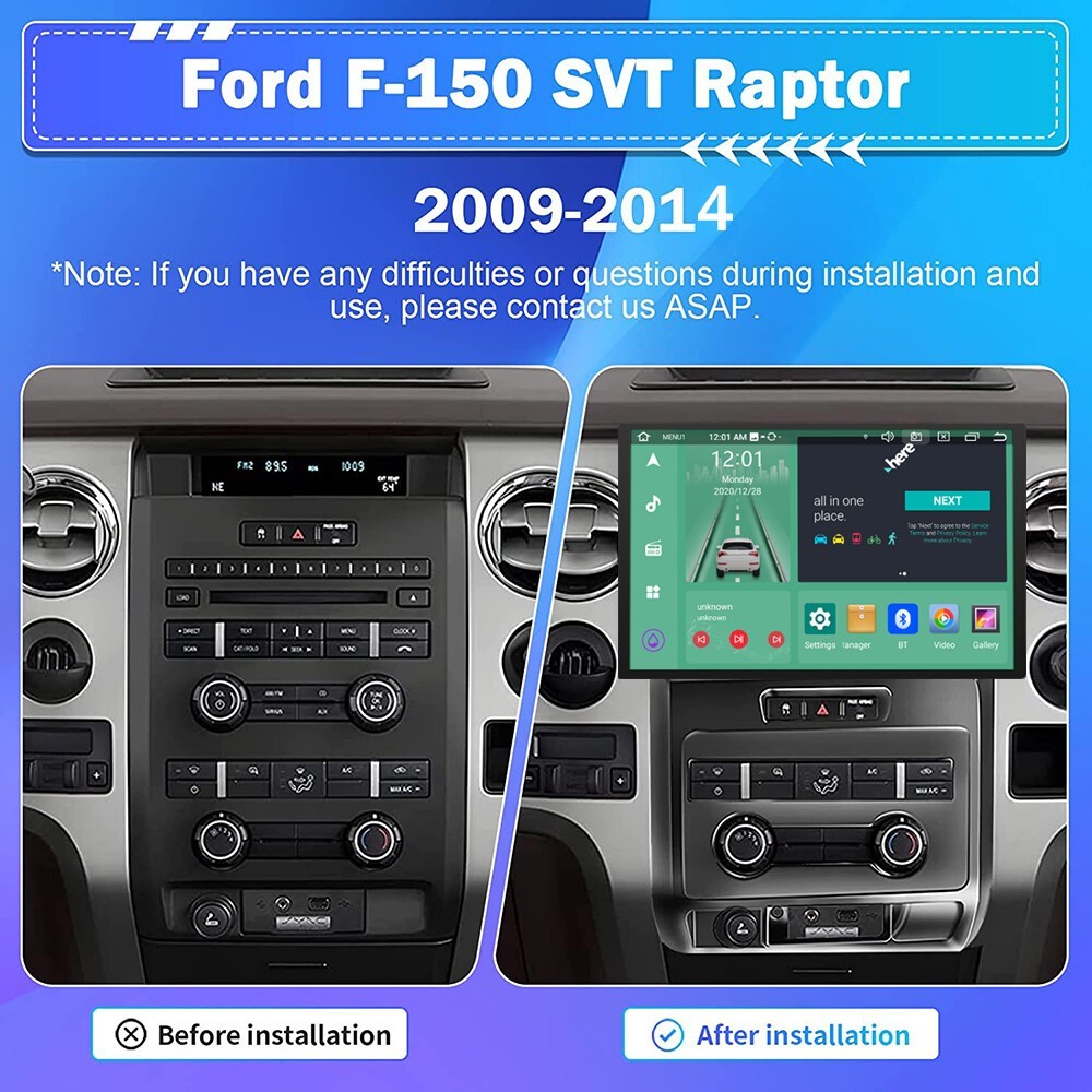 13″ Car Stereo Radio Octa Core 4+64G Carplay For Ford F150 2009 -2014 F-150
