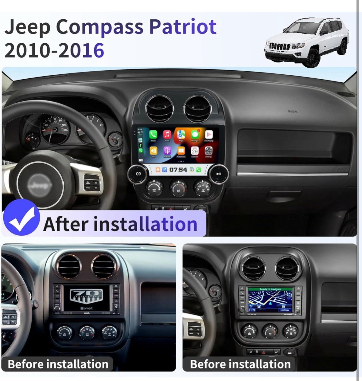 Toeeklsa Car Radio Stereo For Jeep Compass Patriot 2010-2016