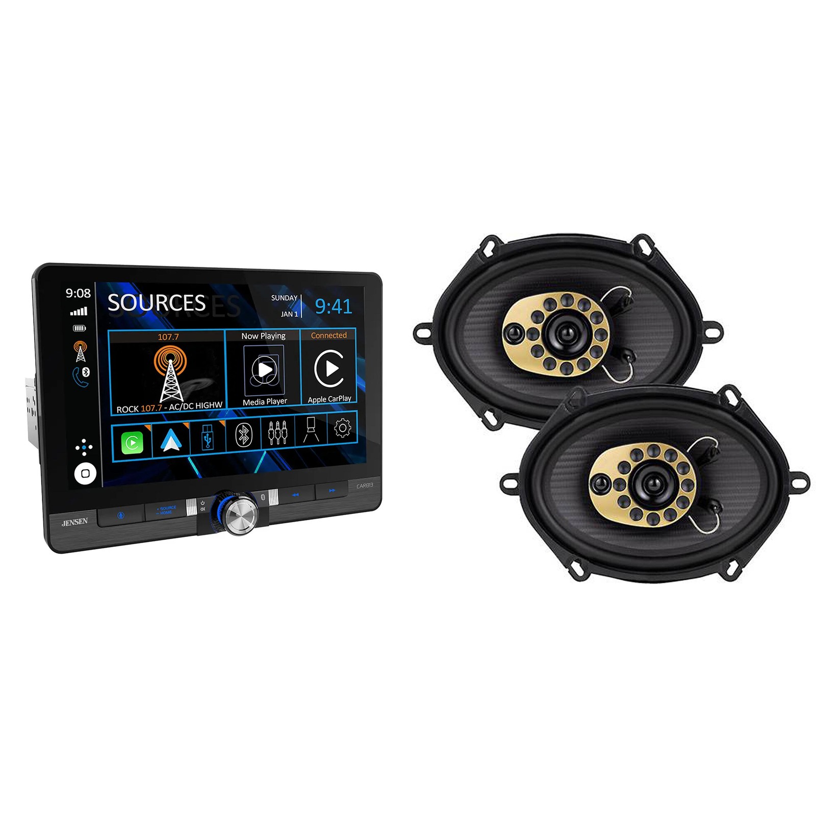 Jensen CAR813 8″ Touch Screen Receiver + 1 Pair JS68T 6×8″ Speakers