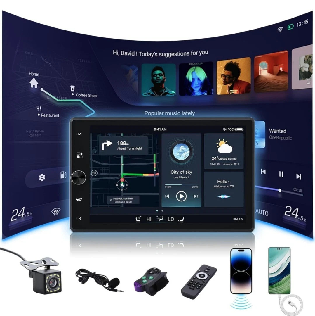 Carplay Screen for Car, 10.4″ HD Vertical Rotatable Touchscreen with Car BT