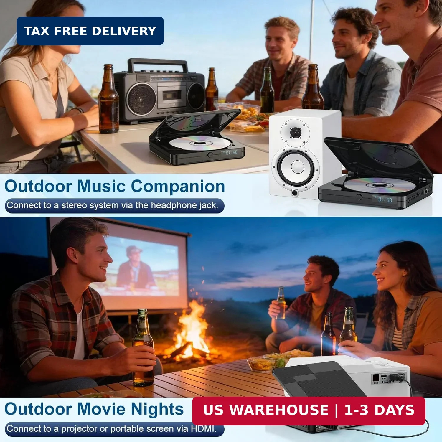 Mini DVD Player with Remote Control – All Region Free 1080P HD Small Compact CD