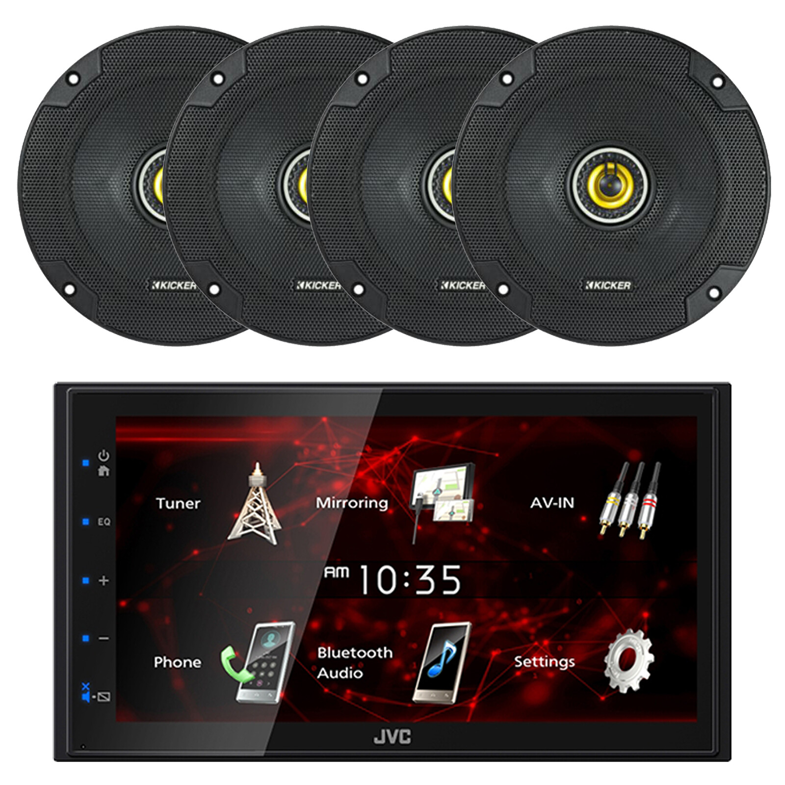 JVC 2DIN In-Dash 6.8″ Touchscreen Bluetooth Car Receiver, 4x 6.5″ 300W Speakers