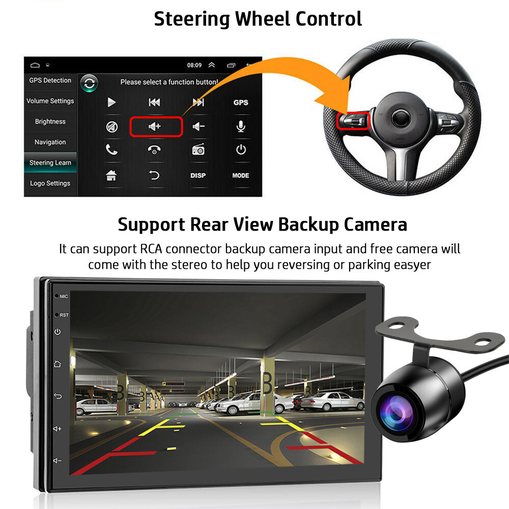 Android 13.0 Double DIN Touch 7″ Car Stereo Radio WiFi Apple CarPlay GPS Navi
