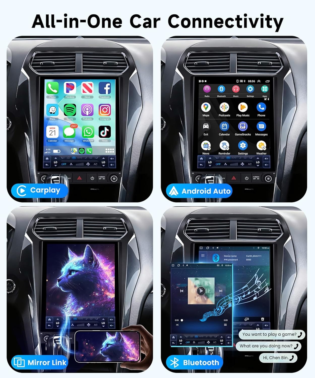 12.1″ Tesla Style Android Head Unit for Ford Explorer 2011-2019 CarPlay Navi 64G