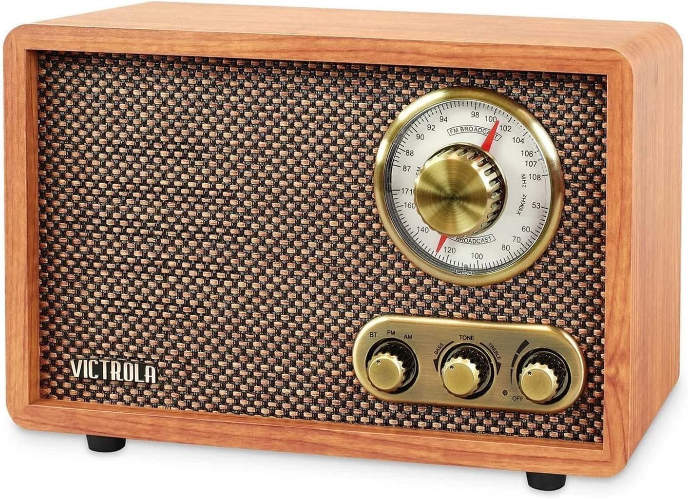 Willow Retro Bluetooth Radio: Vintage Wood Design with Built-in Speakers 9.5”