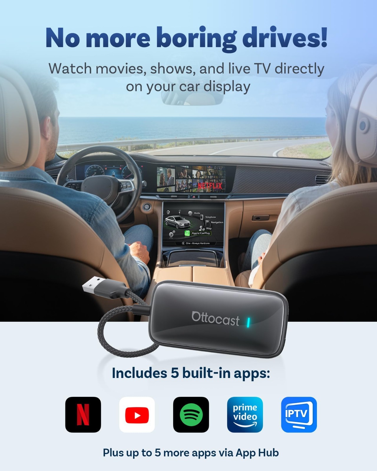 8+128G AIBox Wireless Carplay&Android Auto Multimedia Player Youtube Netflix