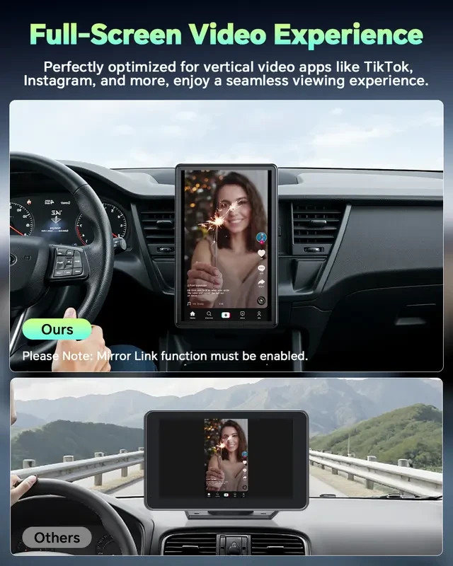 LAMTTO 8-inch Carplay Screen for cars, Suction cup Mount & Magnetic Holder