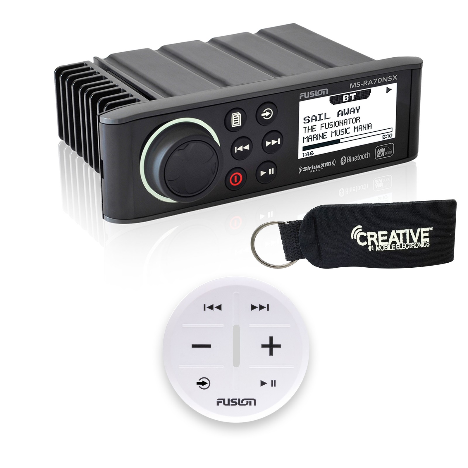 Fusion MS-RA70NSX Marine Entertainment System With Wireless Remote – White
