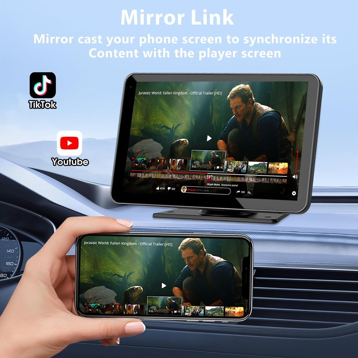 Ultimate 7-Inch HD Wireless CarPlay Display with Backup Camera & Mirror Link
