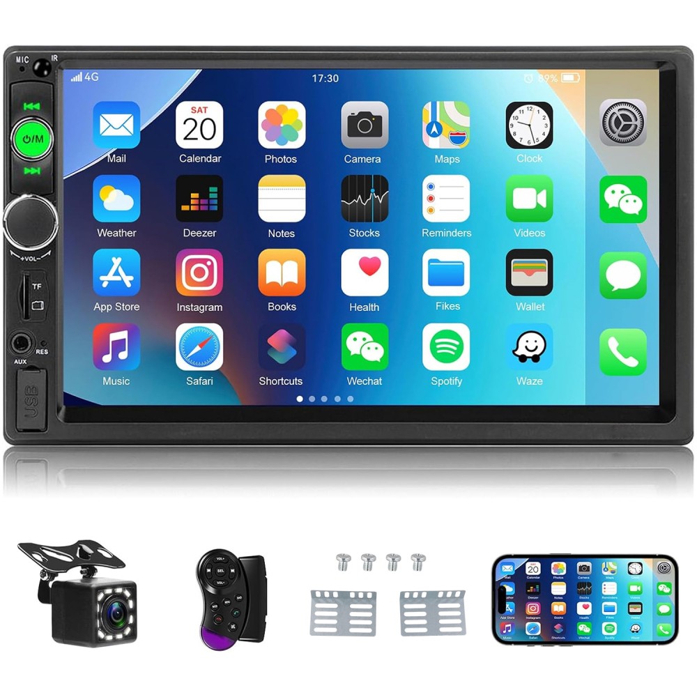 7″ Double 2 DIN Car MP5 Player Bluetooth Touch Screen Stereo Radio SWC w/ Camera