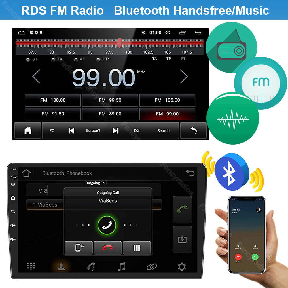 10.1″ Car Stereo 4+64GB Android 13 Double 2Din Apple CarPlay Auto Radio GPS Navi