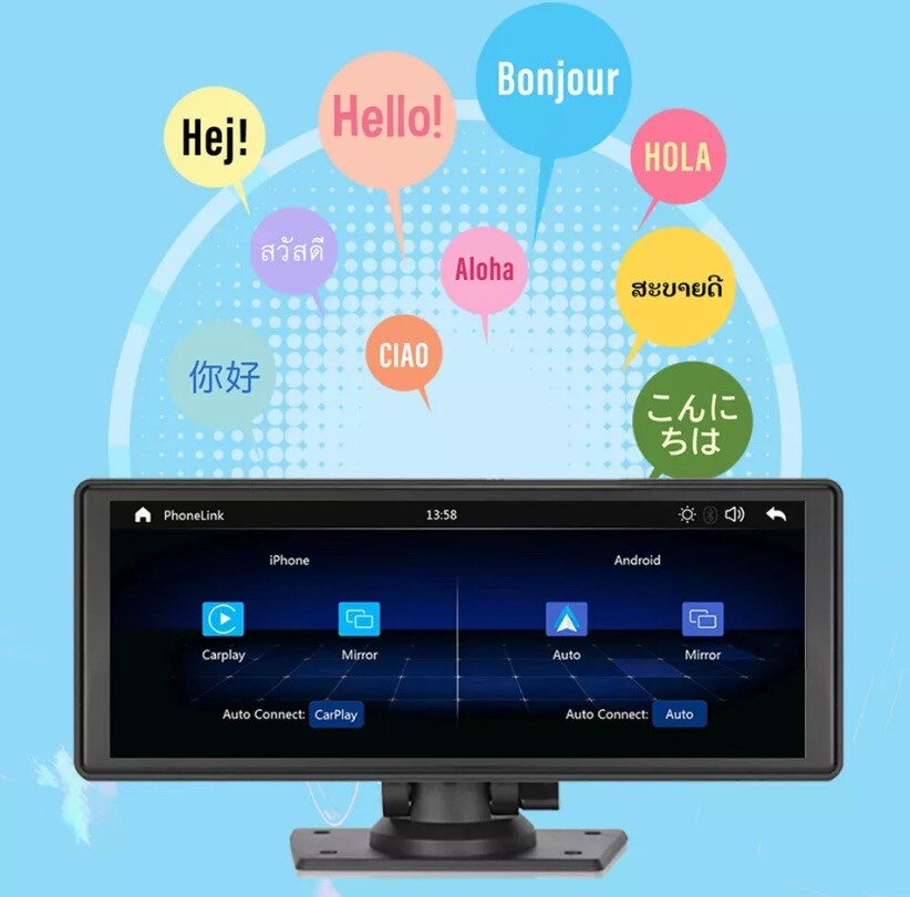 Portable Wireless Carplay 9.3″ Bluetooth Touch Screen Car Stereo FM Radio CAM