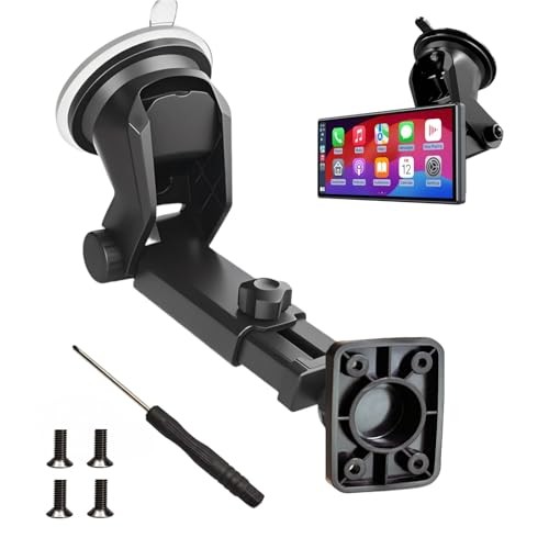 Carplay Screen Mount with Scrwes, Flexible Suction Cup Bracket for 7″/ 9″/