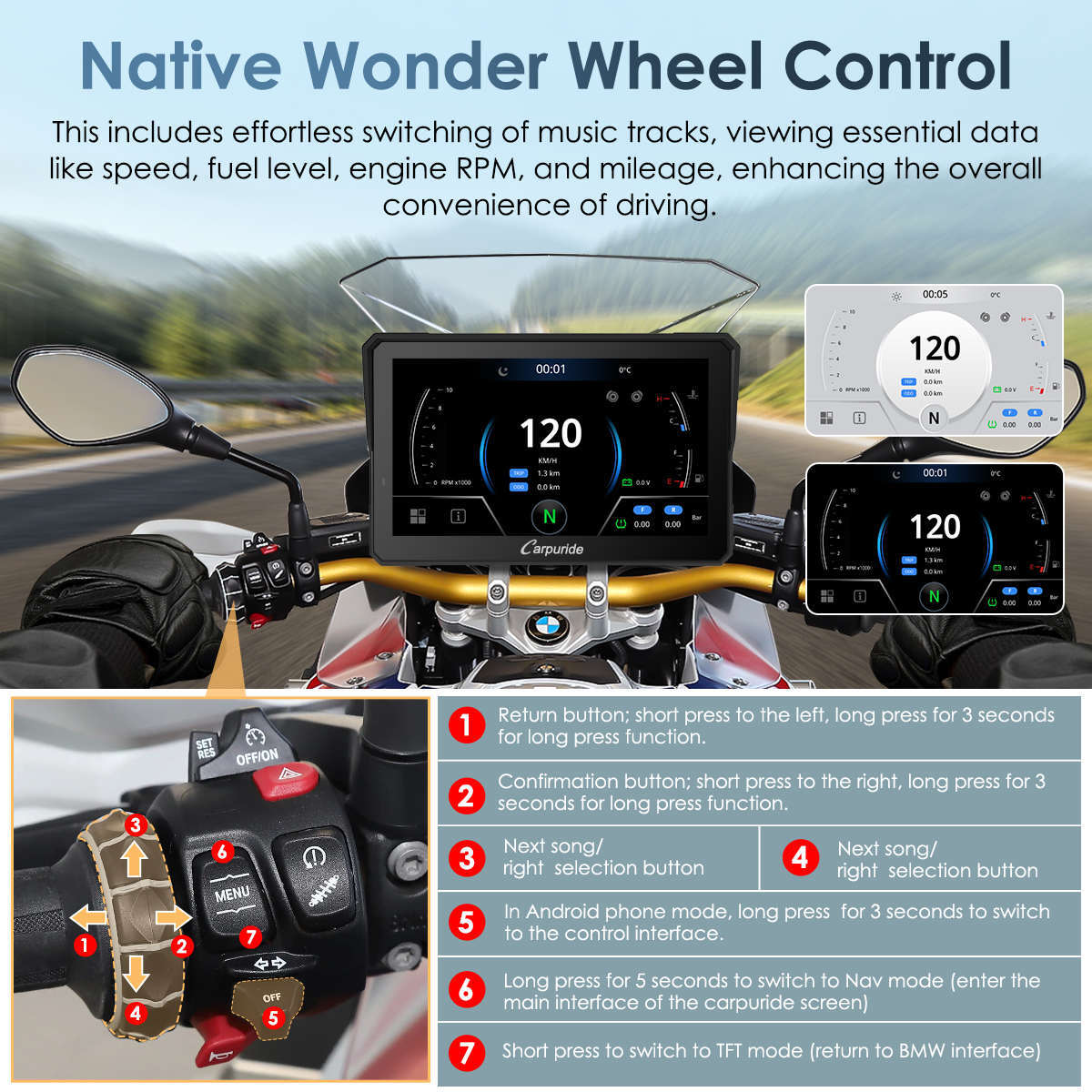 Carpuride W702BS Carplay Android Auto BMW Moto Stereo OEM Transmission Controlle