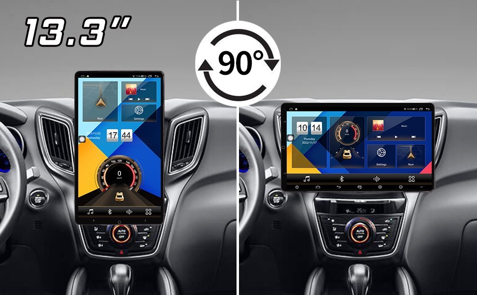 Rotatable Car Stereo Radio 2 DIN 13.3″ Touch Screen Android GPS Navi Wifi 128 GB