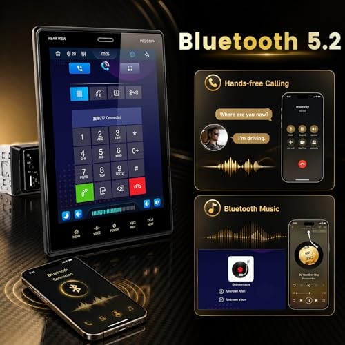 9.5″ Single Din Car Stereo with Bluetooth & HD IPS – CarPlay & Android Auto