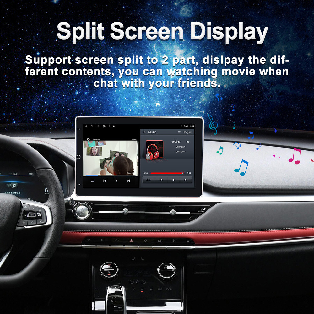 6+128GB Single 1Din Rotatable CarPlay 10.1″ Car GPS AM Stereo Radio QLED DSP GPS