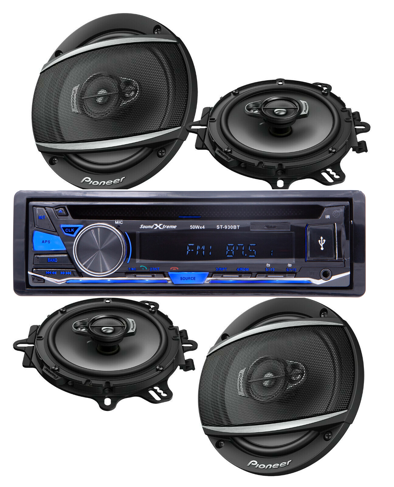 4x 640w Pioneer 6.5″ Speakers + SoundXtreme Bluetooth Car Stereo CD Receiver