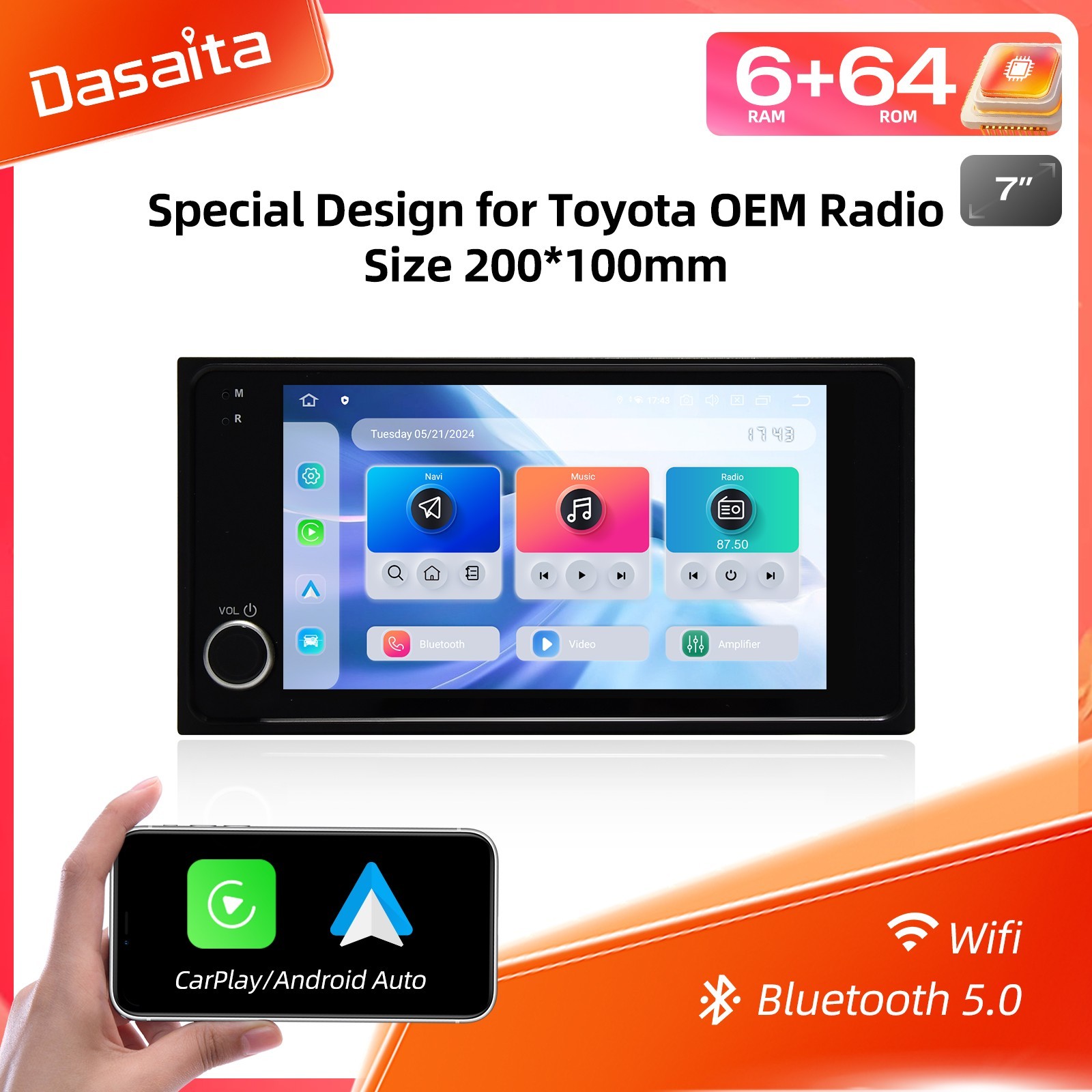 Dasaita Double Din Car Stereo for 4Runner/Tundra/FJ Cruiser/RAV4/Highlander GPS