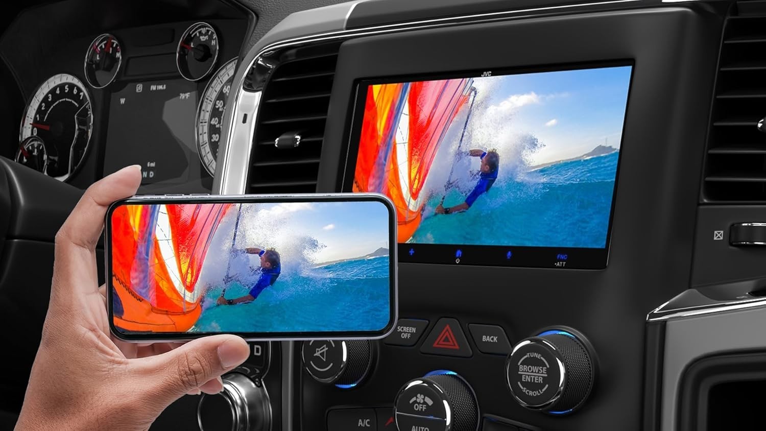JVC KW-M795BW 7 Inch HD Touchscreen Car Stereo, Wireless Apple CarPlay Android A