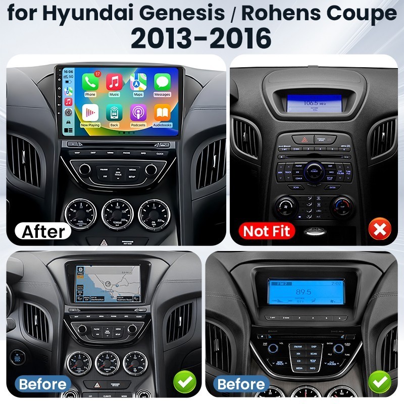 Car Stereo Radio GPS Head Unit For Hyundai Genesis/Rohens Coupe 2012-2016 4+64G