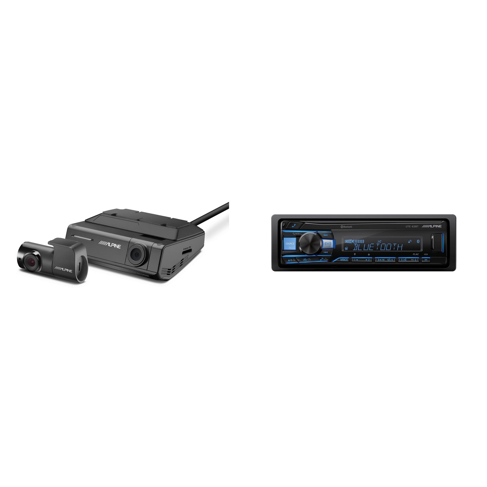 Alpine UTE-63BT Bluetooth Car Stereo with DVR-C320R Dash Camera