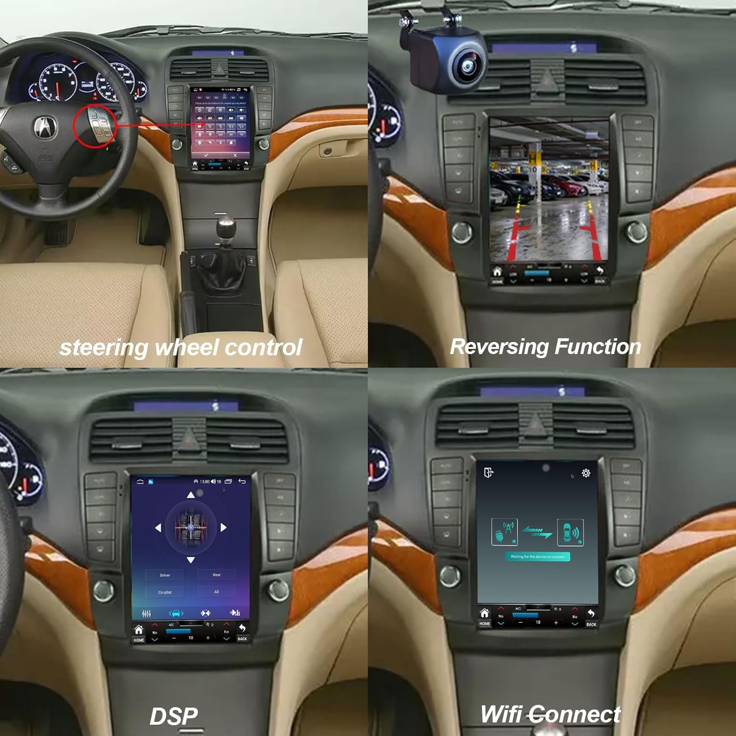 for Acura TSX 2004-2008 Android Car Stereo Radio Tesla Style Touchscreen 5G WiFi