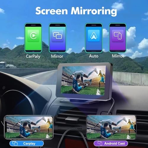 Car Play,Wireless Portable with Apple CarPlay and Android Auto Screen for