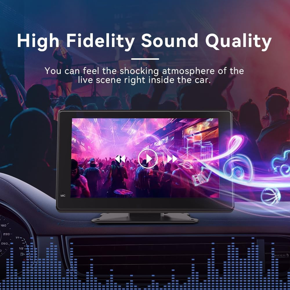 7 Inch Portable Carplay Wireless Car Stereo,Hd Touchscreen for All Vehicles,With