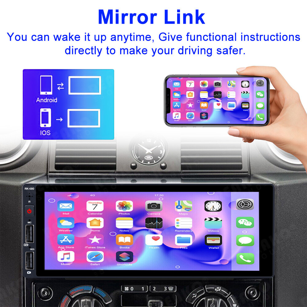 Android 12 Single 1 Din 6.9″ Bluetooth GPS WIFI Touch Screen Car Stereo FM Radio