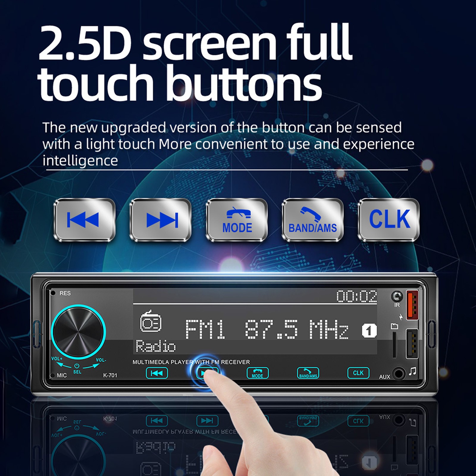 2.5D Touch Screen 1DIN Car MP3 Player Car Radio Bluetooth Positioning Car Search