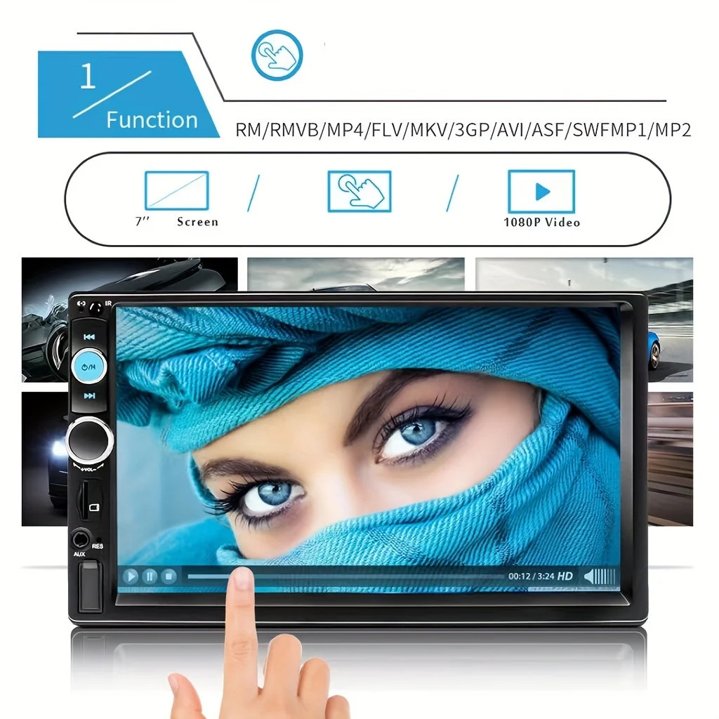 7″ Double 2 DIN Car MP5 Player Bluetooth Touch Screen FM Stereo Radio + Camera;