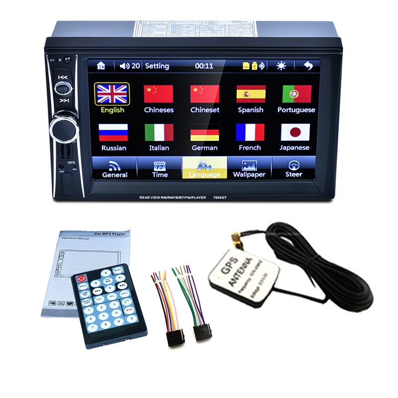 8G Map Card FM Radio 6.6″ Car Stereo HD Touchscreen 2DIN MP5 GPS Bluetooth