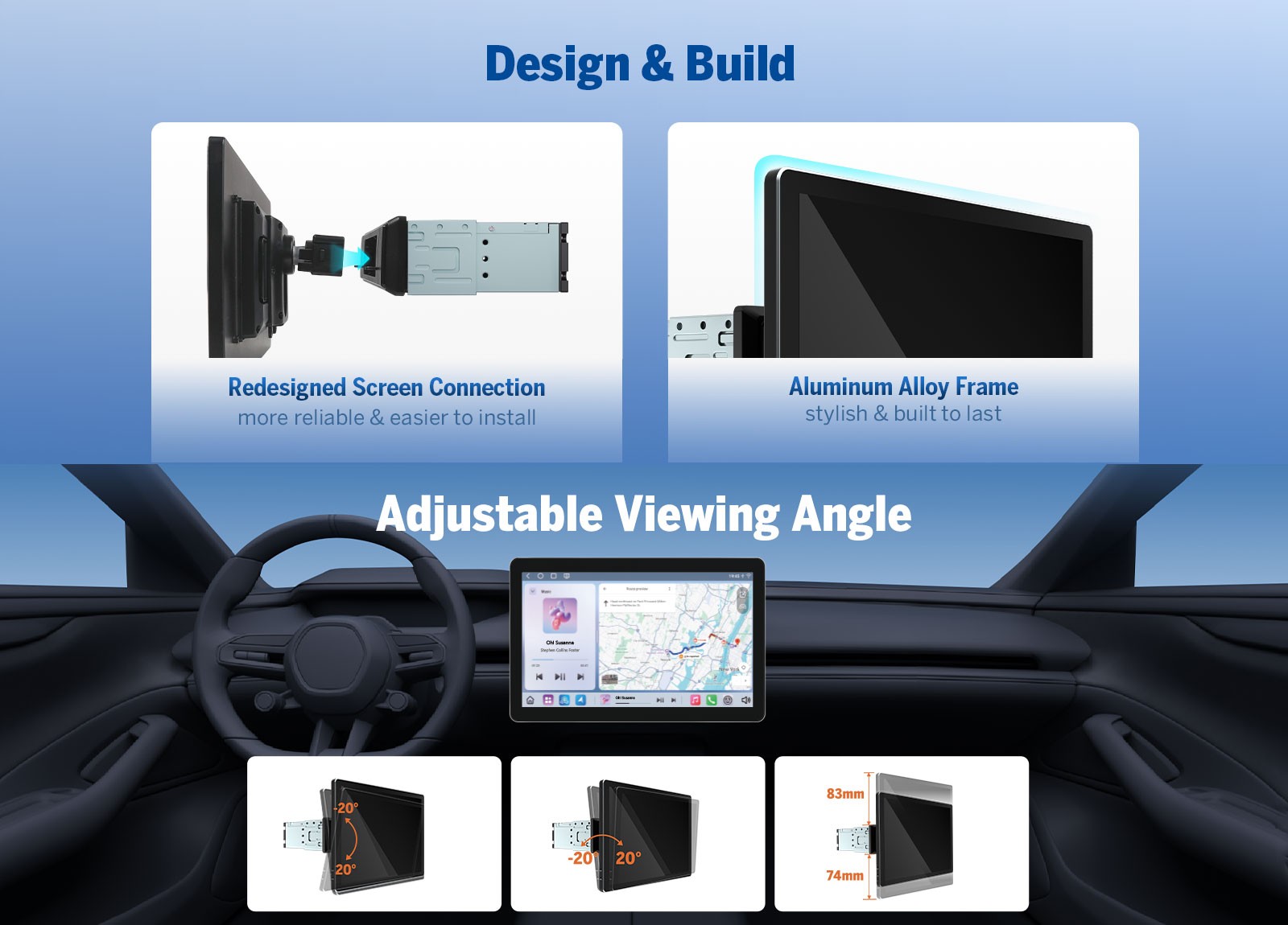 Android Auto Car Stereo 10.95″ QLED Single 1 DIN WiFi 6 GPS Wireless CarPlay DSP